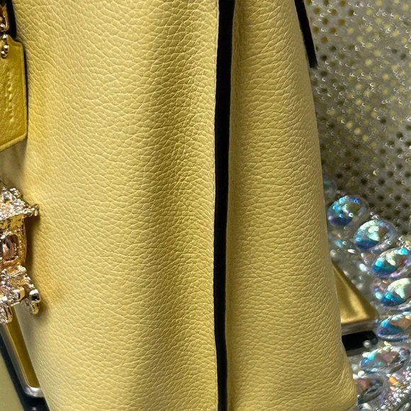 Coach Yellow Leather Tote with Charm and Gold Logo Approx. 13 x 8 x 3.5 - Picture 8 of 16